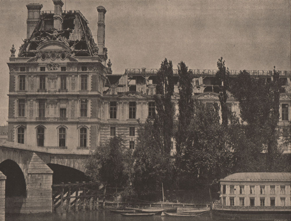 PARIS COMMUNE 1871. Le Pavillon de Flore c1873 old antique print picture